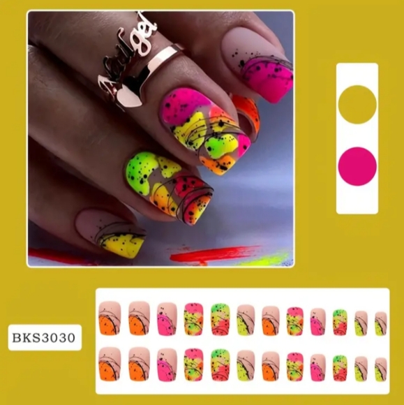 Other - Vibrant Colorful Press-on Nails